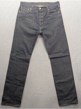 Levis 501 Jeans Mens 38x36 Blue Raw Straight Button Fly Denim Shrink-to-Fit